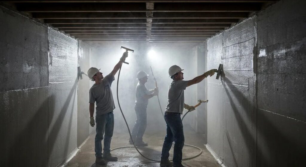Professional basement sealing service applying waterproofing solutions to prevent water damage